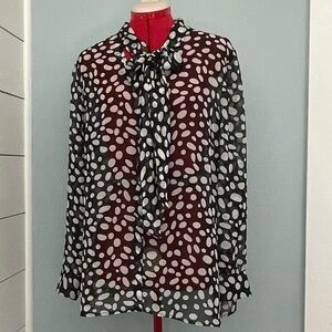 Chico's Sheer Polka Dot Long sleeves Top Sz 3